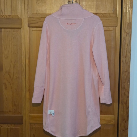 Tommy Bahama Coral Pink Quarter Zip Hoodie Tunic Pullover Women's Swim Coverup - Picture 16 of 16